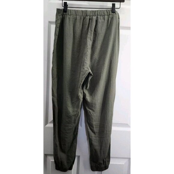 One By Chapter One Linen Blend Jogger Khaki Green Size Small - Picture 2 of 7